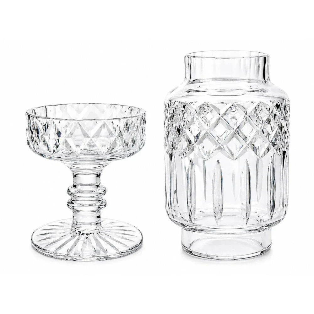 Royal Doulton Signed  Clear 24% Crystal Hurricane Candle Holder Tea Light 8.5
